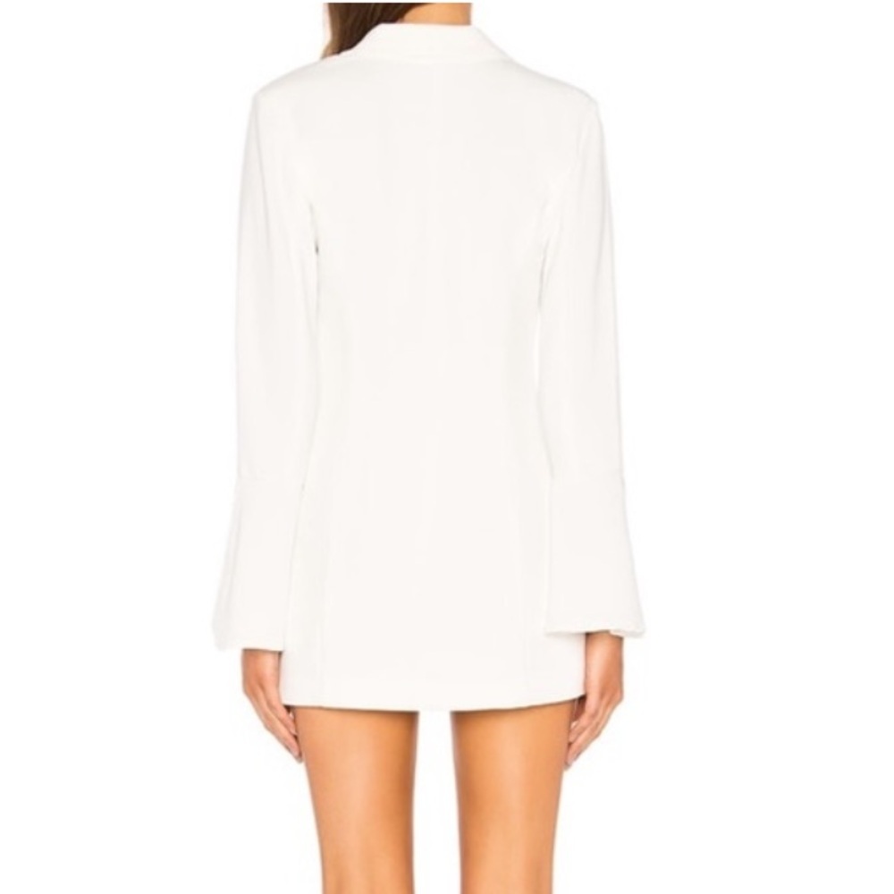 NBD Women's V Neck Bell Sleeve Como La Flor Ivory White Suit Dress Size XS - Picture 2 of 9